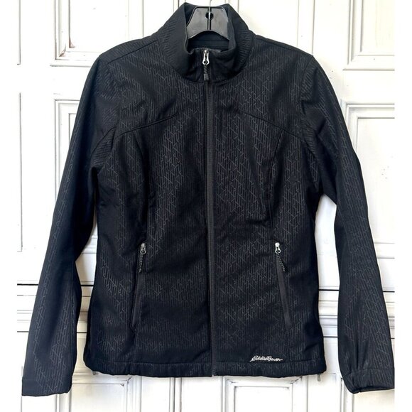 Eddie Bauer W's Size M Black Fleece Lined Softshell Full Zip Jacket Zip Pockets - Picture 4 of 16
